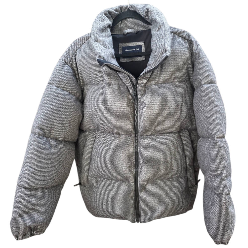 NWOT Abercrombie & Fitch Mens Relaxed Heavyweight Gray Puffer Jacket Size Small